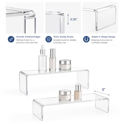 2 Pack Acrylic Medicine Cabinet Organizer Clear Shelves 2 Large - size: 2 x 11.4x3x5.1in