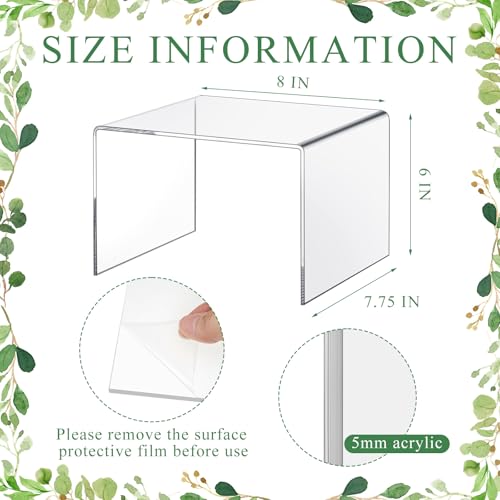 RattanView 2 Pcs 8 Inch Large Clear Acrylic Shelf Riser, 5mm Thick - color: Clear, size: 8 Inch, 5 mm