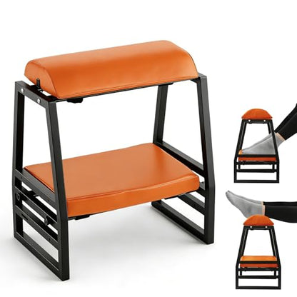 Under Desk Iron FootRest,Adjustable 9-Position Ergonomic Foot Stool-Orange - color: Orange