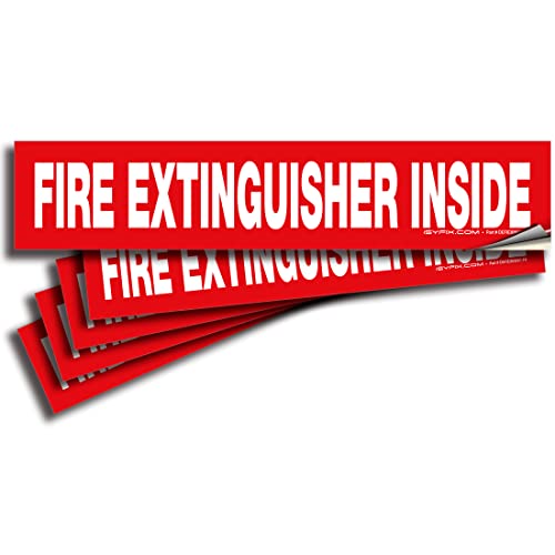 iSYFIX Fire Extinguisher Inside Sticker Sign, 9x1.7 Inch, Red, 5 Pack - color: Red, size: 9x1.7 (5 Pack)