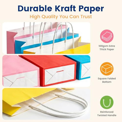 LovesTown 18PCS Small Gift Bags with Handles, 5.9X3.1x8.3 inch Goodie Bags - size: 1 Count (Pack of 18)