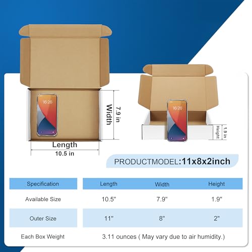 Famagic 30 Pack 11x8x2 White Shipping Boxes for Small Business, Gifts - color: White, size: 11x8x2" 30pcs