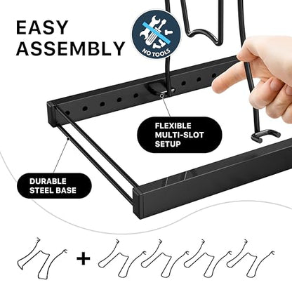 SIMPLE HOUSEWARE 5 Compartments Height Adjustable Pan Organizer, Black