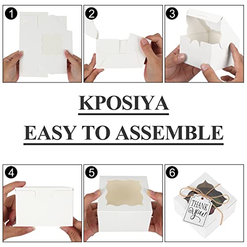 KPOSIYA 10pcs Small Cookie Boxes with Window, 4x4x2.5 White Bakery Box - color: White, size: 10