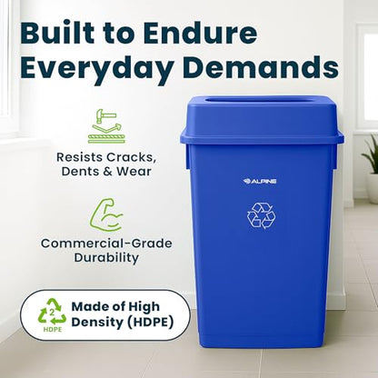 Alpine Industries Slim Trash Can Lid - Compact Garbage Bin Cover - Durable Slender Varied Plastic Top Minimize Odors and Keep Litter Inside and Unseen - Drop Shot Lid - Blue - color: Blue