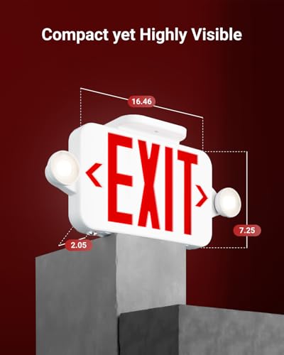Sunco Red Exit Signs with LED Emergency Lights & Backup Battery