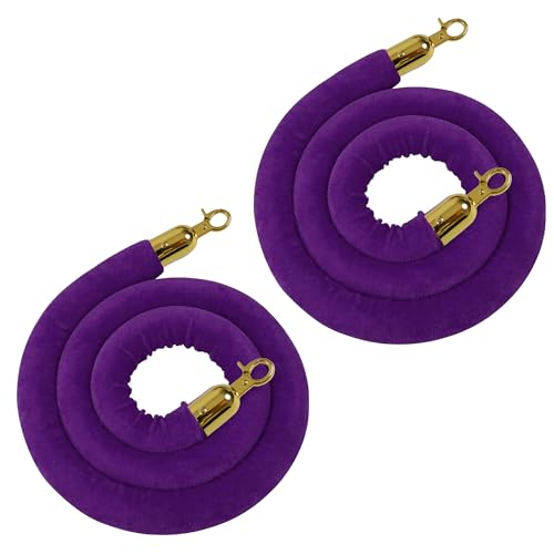 5 Feet Purple Velvet Hanging Ropes with Gold Color Plated Hooks(2PCS) - color: Purple-5 Feet-Gold Plated Hooks-2PCS