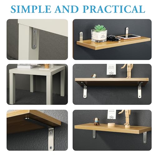 Alise 12Pcs Floating Shelf Brackets, 5x3in Heavy Duty L Bracket for Shelves - color: Brushed Nickel, size: (12P) 5x3x0.72 inch