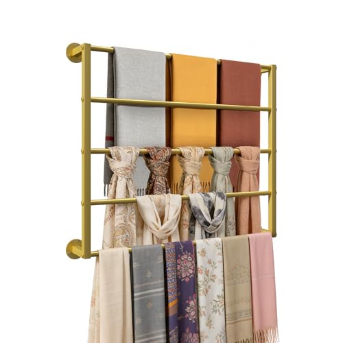 Wall Mounted Scarf Rack, Hijab Hanger Organizer (Gold, 5T-27.6×23.6IN) - size: 5-Tier (27.6×23.6IN)