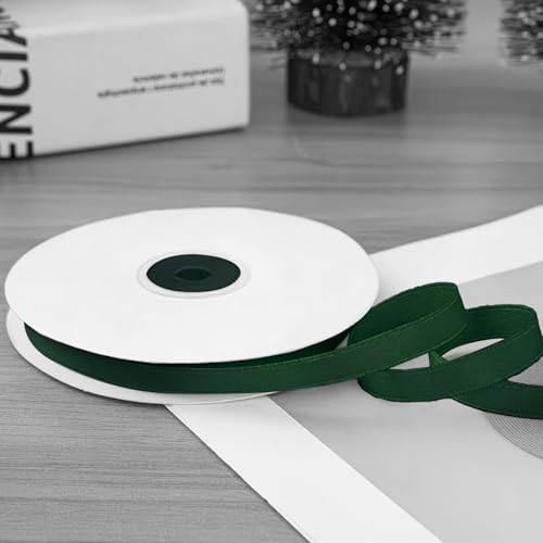 Dark Green Satin Ribbon 1/2 inch x 100 Yards Green Silk Ribbon - color: Green, size: 1/2"X 100 Yards
