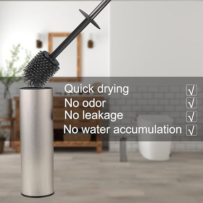 Toilet Brush and Holder Set Premium Material Toilet Bowl Cleaner Free Standing Toilet Bowl Brush and Holder 1pack Brushed Nickel - color: Brushed Nickel