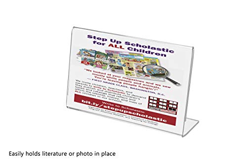Marketing Holders 6 Pack Acrylic Sign Holder for 5" x 3" Printed Materials Clear Slant Back Plastic Countertop Side Load Graphic Image Display for Retail Stores Hotels Offices and Restaurants - size: 5"W x 3"H