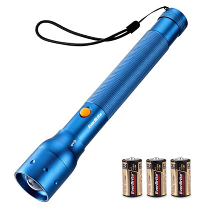 EverBrite Tactical Flashlight, 900 Lumen Zoomable, 3 Light Modes - color: Blue, size: Large