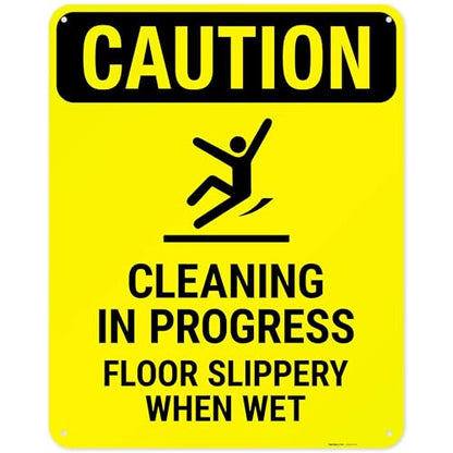 Caution Cleaning in Progress Floor Slippery When Wet OSHA Sign, - size: 24x30