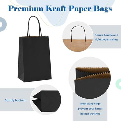 GSSUSA Black Gift Bags 5.25x3.75x8 600Pcs, Paper Bags with Handles Bulk for Small Business - color: Black, size: 5.25x3.75x8 Inch (Pack of 600)