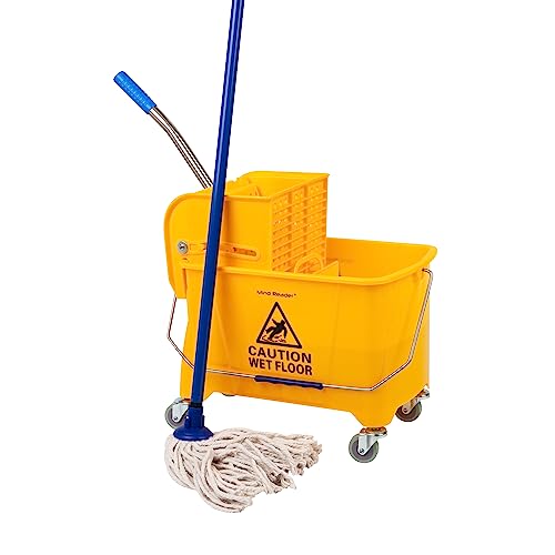 Mind Reader 5.5-Gallon Mop Bucket with Wringer for Small Mops, Yellow - size: Mop Bucket Only