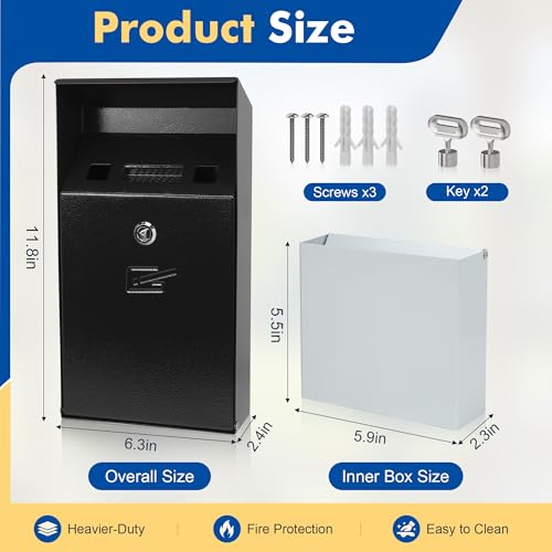 Wall Mounted Trash Can Outdoor Commercial Receptacles Container Disposal Outdoor Vertical Trash Can for Hotel Café Bar Shopping Centre Courtyard Indoor Black - size: Medium—Ⅱ