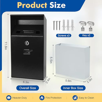 Wall Mounted Trash Can Outdoor Commercial Receptacles Container Disposal Outdoor Vertical Trash Can for Hotel Café Bar Shopping Centre Courtyard Indoor Black - size: Medium—Ⅱ