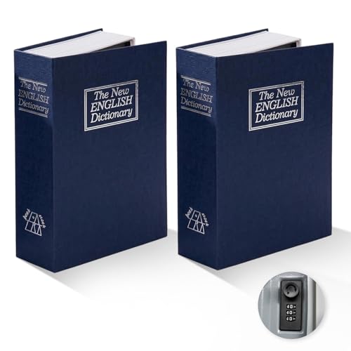 SEPOX® Twins Safe Book Lock Box Real Paper Cover with Larger Steel Interior - color: BlueBlue
