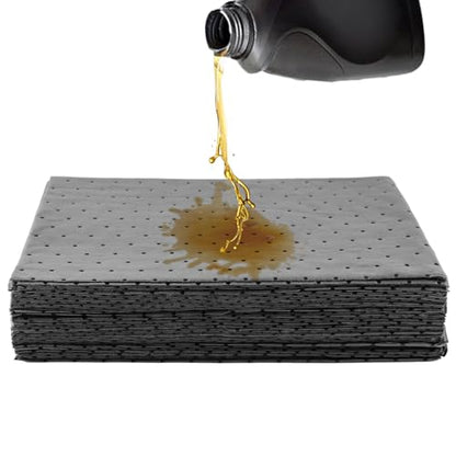 50 Pcs Oil Absorbent Pads, Oil Spill Mat Universal Oil Absorbing Sheets
