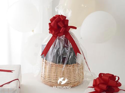 HUIHUANG Red Christmas Pull Bows for Gift Wrapping 4"x8" Red Christmas Bows - color: Red, size: 1 Pack (12 bows, 4 in x 8 in)