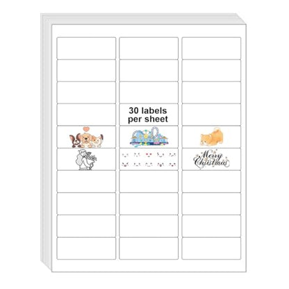 30 UP 3000 Stickers 100 Sheets 1" x 2-5/8" Shipping Return Address Labels for Laser Inkjet Printer, White Blank Mailing Labels - size: 30UP(1" x 2-5/8")
