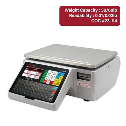 VisionTechShop VLP-100B Label Printing Scale, Capacity 30/60lb Readability 0.01/0.02lb, NTEP Legal for Trade, English, Spanish Available - size: 5. VLP-100B Default Language, style: VLP-100B