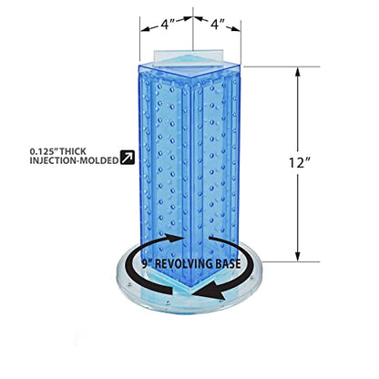 Azar Displays 700220-BLU Pegboard 4-Sided Revolving Counter Display, Blue Translucent Color - color: Blue, style: Pegboard only