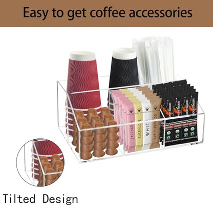 Coffee Tea Station Organizer Sugar Tea Drink Packets Holder for Countertop - color: Clear