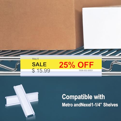 Lenink 20Pcs Wire Shelf Label Holders,Plastic Wire Rack Label Holder Compatible with Metro and Nexel 1-1/4in Shelves,Label Area 6in Lx1.25in H (Label Paper Not Included) (Pack of 2) - color: Transparent, size: 6in (Pack of 2)