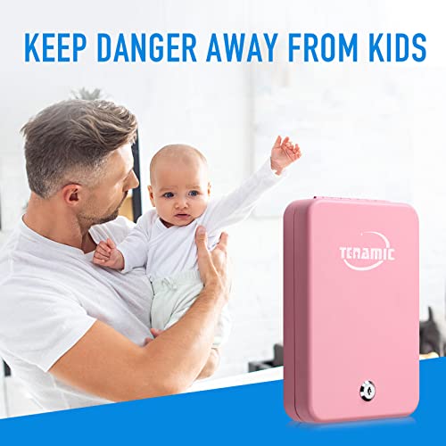 Tenamic Pistol Safe, Portable Travel Gun Safe, Solid Steel Handgun Lock Box for Home, Gun Safes for Car, Pink - color: Key Lock Pink