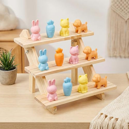 3 Tier Wooden Display Stand, 2 Pack Earring Display Stands For Selling Detachable Wood Tiered Jewelry Card Show Stand for Jewelry Cupcake Party Home Photo Outdoor Stalls