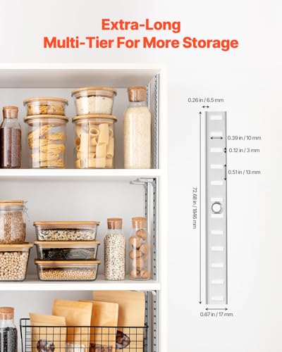 VEVOR Shelf Pilaster, 72.7-inch 20 Pack, Adjustable Shelf Brackets Steel Mortise Mount Pilaster Strip Standards with 140 Screws, Suitable for Wall Shelving System Cabinet Closet Organization - style: 72.7-inch