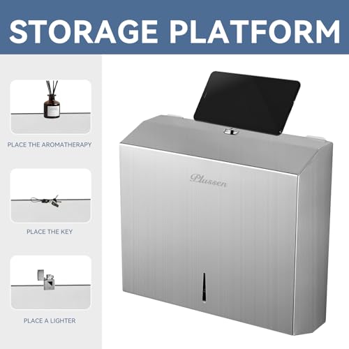 Commercial Paper Towel Dispenser Wall Mount - Heavy Duty Stainless Steel Multifold Paper Towel Dispenser for Bathroom Restroom & Office - Fits C Fold Trifold Hand Towels
