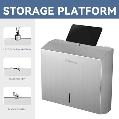 Commercial Paper Towel Dispenser Wall Mount - Heavy Duty Stainless Steel Multifold Paper Towel Dispenser for Bathroom Restroom & Office - Fits C Fold Trifold Hand Towels
