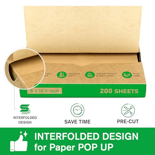 EcoDispose Precut POP UP Deli Paper Sheet, 200 Pack, 8" x 10.5", Kraft - color: Kraft, size: 8“x10.5”
