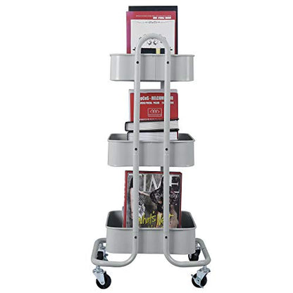 Melody House 3-Tier Metal Mesh Utility Rolling Cart Storage Organization Cart with Wheels, Light Gray - color: A-light Gray