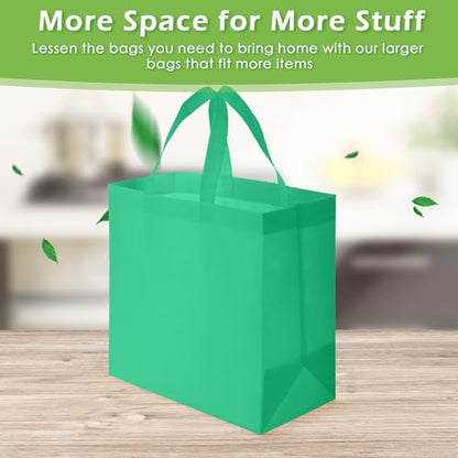 Reginary 50 Pcs Reusable Tote Bags Shopping Bags Non Woven, Green - color: Green