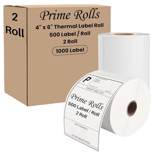 4” x 6” Direct Thermal Labels – 1000 Labels (2 Roll, 500 per Roll) Water & Oil Resistant, Permanent Adhesive – Compatible with Zebra, Rollo & Similar Printers (Not for DYMO) (2 Rolls) - size: 2 Rolls