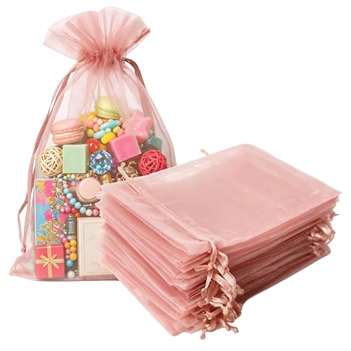 Jwsqmc 4x6 Inch Sheer Organza Mesh Drawstring Gift Bags Blush Pink 100pc - color: Blush Pink, size: 4x6 Inch (Pack of 100)