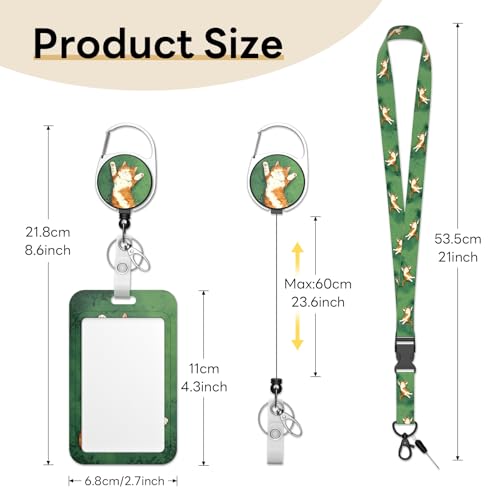 Retractable Badge Holder with Detachable Lanyard, Sleeping Cat - color: Sleeping Cat