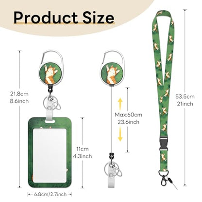 Retractable Badge Holder with Detachable Lanyard, Sleeping Cat - color: Sleeping Cat