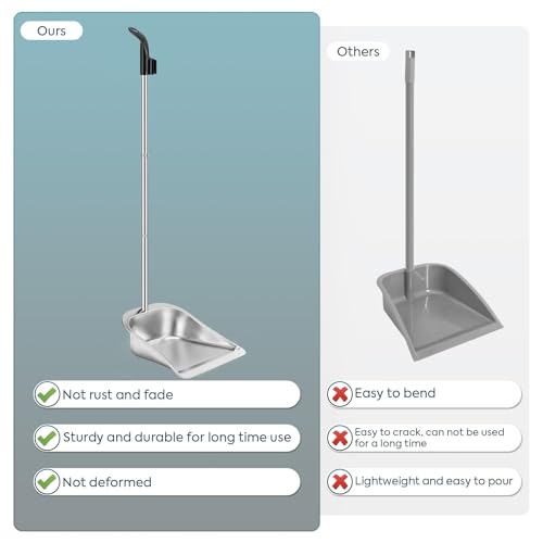 Dust Pans with Long Handle - 35”Heavy Duty Metal Upright Stand Up Dustpan - size: dustpan only