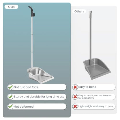 Dust Pans with Long Handle - 35”Heavy Duty Metal Upright Stand Up Dustpan - size: dustpan only