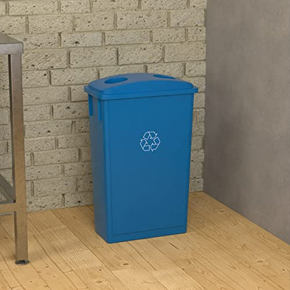 23 Gallon Blue Recycle Slim Jim Trash Can with Bottle Slot Lid - color: Blue Recycle, size: Without Wheels, style: Bottle Slot Lid