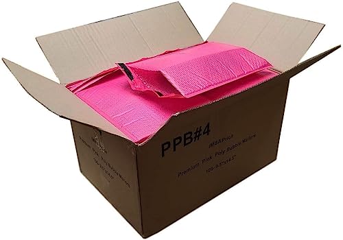 iMBAPrice 100-Pack #4 (9.5" x 14.5") Premium Hot Pink Color Self Seal Poly Bubble Mailers Padded Shipping Envelopes (Total 100 Bags) - color: Pink Poly Bubble, size: 9.5"x14.5" Poly (100 Envelopes) Value Pack