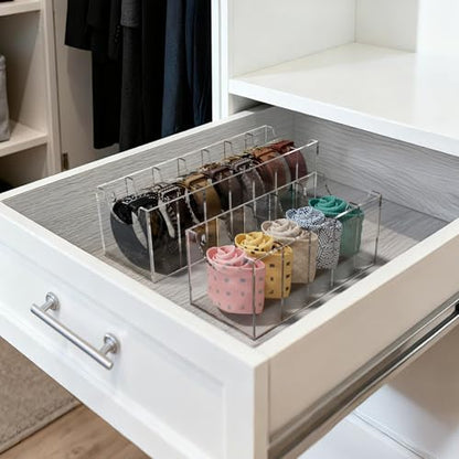FEMELI Acrylic Belt Organizers Holders for Closet 5-Slots Belt Storage Box - size: 5-Compartments