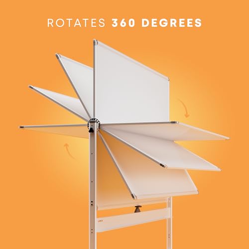 Kamelleo Rolling Whiteboard on Wheels 96" x 46", Double Sided White Board - color: Pearl White, size: 96x46