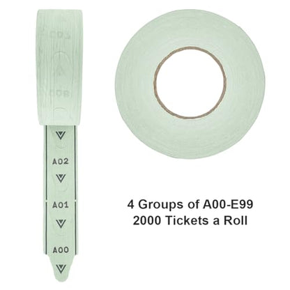 1 Roll of 2-Digit T80 Green Take a Number Tickets for D80 Ticket Dispenser - 2000 / roll (Green) - color: Green