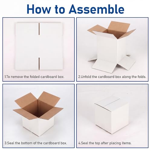 CRUGLA 50 Pack 4x4x4 Shipping Boxes, Small White Mailing Boxes - size: 4x4x4 Inch 50 Pack